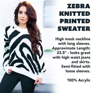 Zebra Knitted Printed Sweater